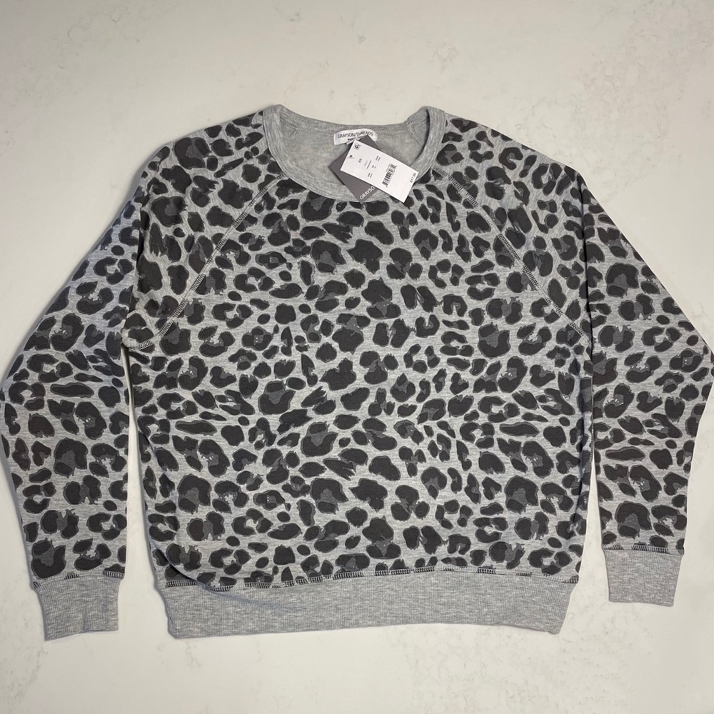 NWT Grayson Threads sweatshirt size XS gray leopard print